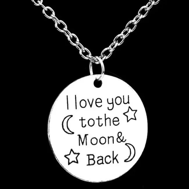 Бесплатная доставка 20 шт. серебряные подвески I Love You To The Moon And Back подвеска цепочка