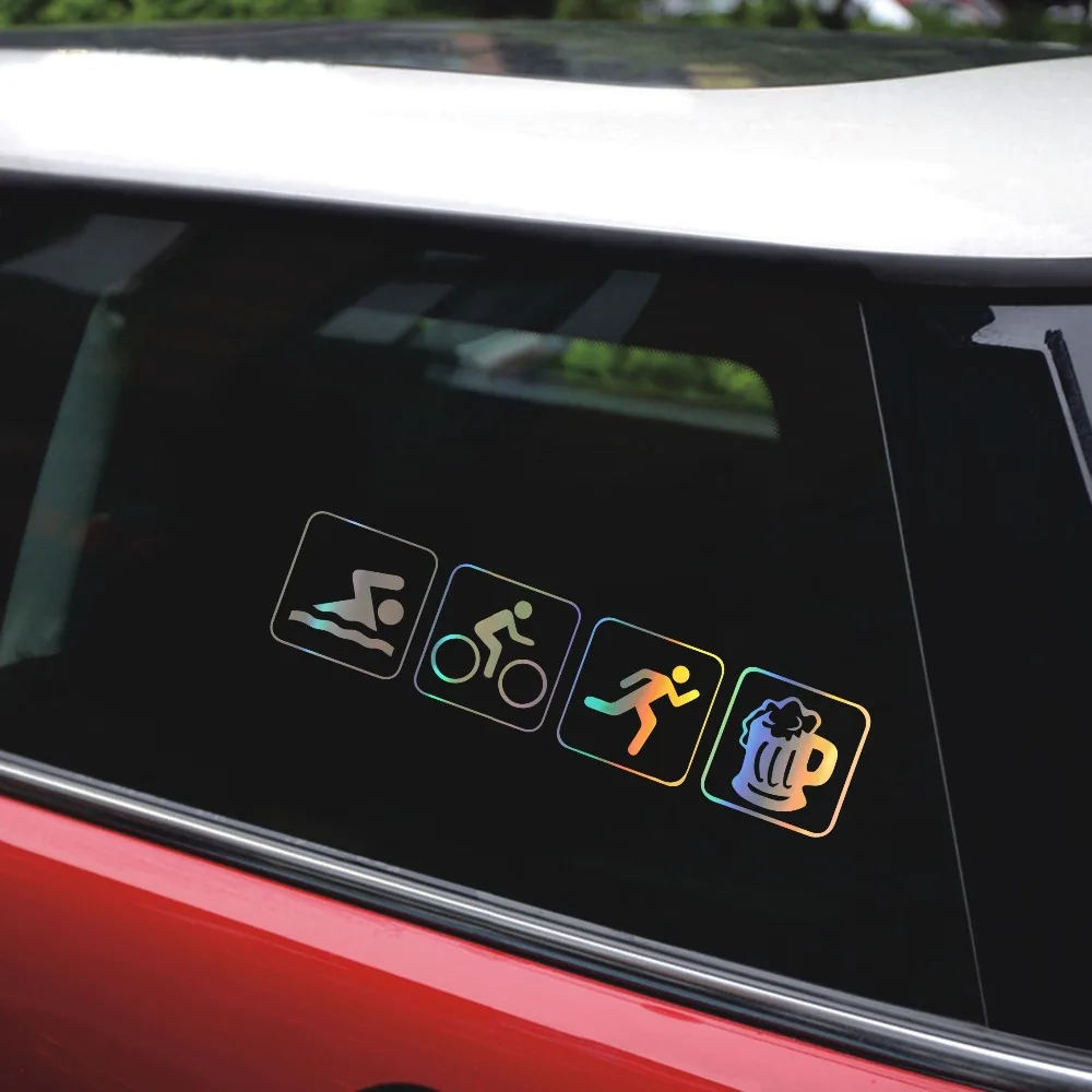 Tancredy 17 7*4 2 см Триатлон для плавания на велосипеде и пиво автомобильные наклейки