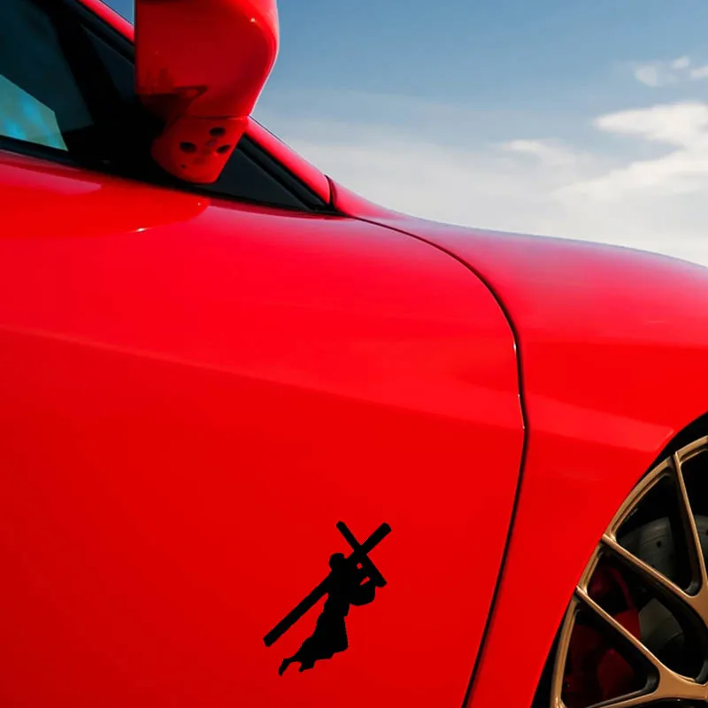 

YJZT 10.5CM*12.7CM Cross Jesus Vinyl Motorbike Car Interesting Sticker Decals Black/Silver C13-00065