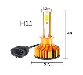Aceersun 2 шт. F2 автомобиля H4 светодиодный фар H1 светодиодный H7 H11 9005 9006 HB3/4 72W фары для 8000LM моноблочные светодиодные чипы Turbo Вентилятор 6500K 12V передние фары лампы - Цвет: H11
