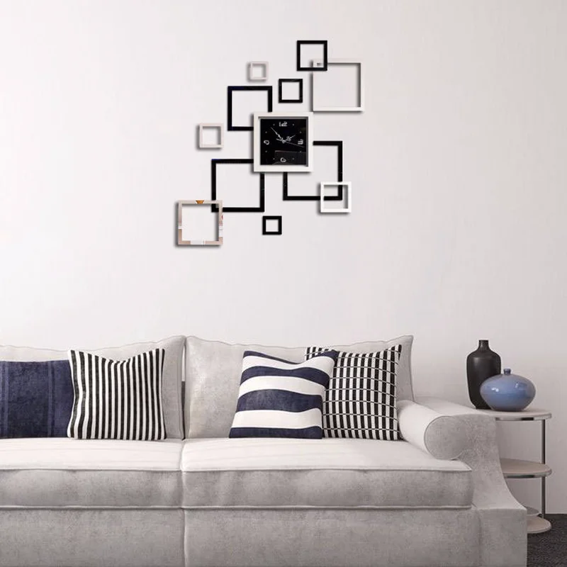 Lovinland De акрил DIY 3D настенная наклейка с зеркальными часами современный дизайн