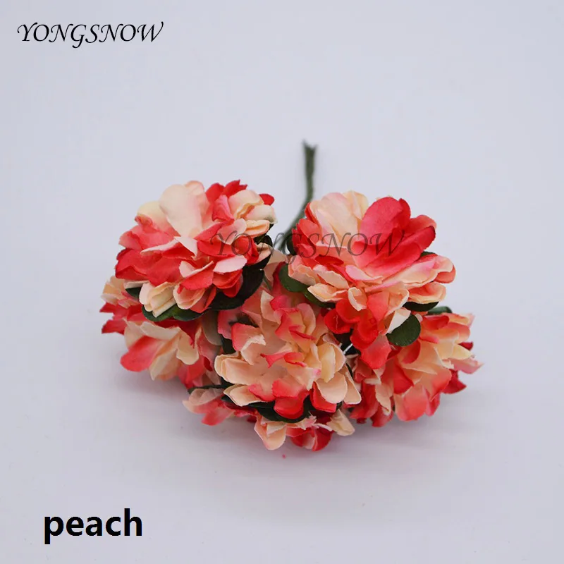 peach 72 шт./лот, 3 см, искусственные бумажные цветы, хризантема, букет цветов, украшение для свадебной вечеринки, сделай сам, скрапбукинг, венок, искусственный цветок - Цвет: peach