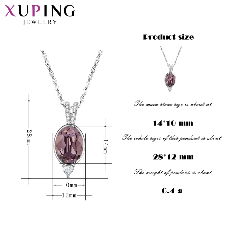Xuping модные ювелирные изделия Romatic женские кристаллы подвеска ожерелье с родиевым