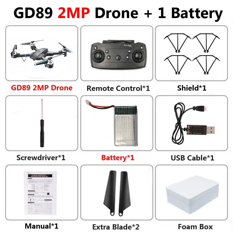 GW58 2MP 1B Foam GW58 складной Дрон с камерой HD 2MP FPV Wi-Fi высота удержания антенна видео селфи RC Квадрокоптер вертолет детская игрушка VS SG106 E58 - Цвет: GW58 2MP 1B Foam