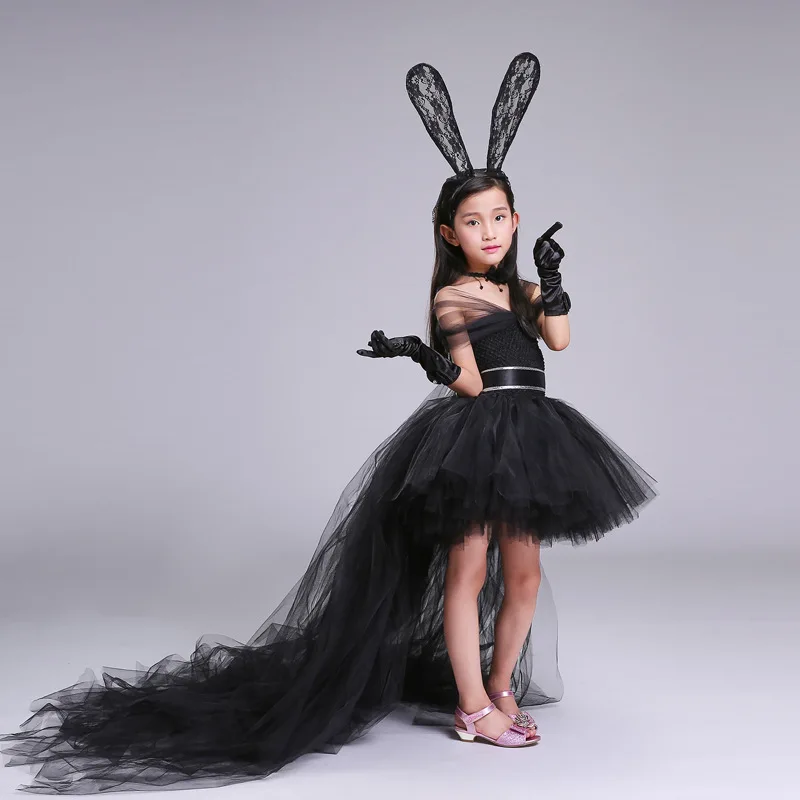 Платье-пачка из тюля для девочек черное платье-пачка ручной работы повязка на