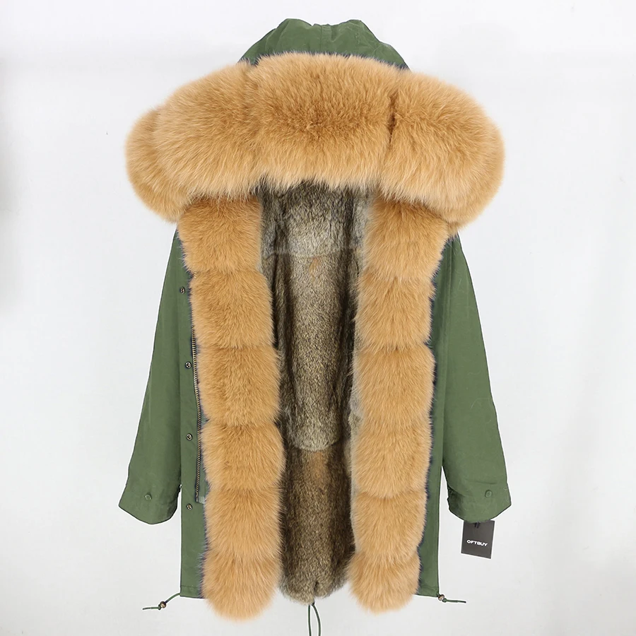 18 OFTBUY, зимняя женская куртка, пальто из натурального меха, длинная парка, Воротник из натурального Лисьего меха, капюшон, подкладка из кроличьего меха, толстая теплая верхняя одежда, бренд - Цвет: 18