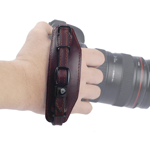 Ремешок на запястье из натуральной кожи с металлической быстроразъемной пластиной для камеры Canon Nikon Pentax SLR DSLR