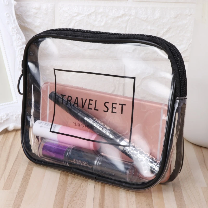 Чехол для макияжа Водонепроницаемый ПВХ чехол на молнии прозрачный дорожный