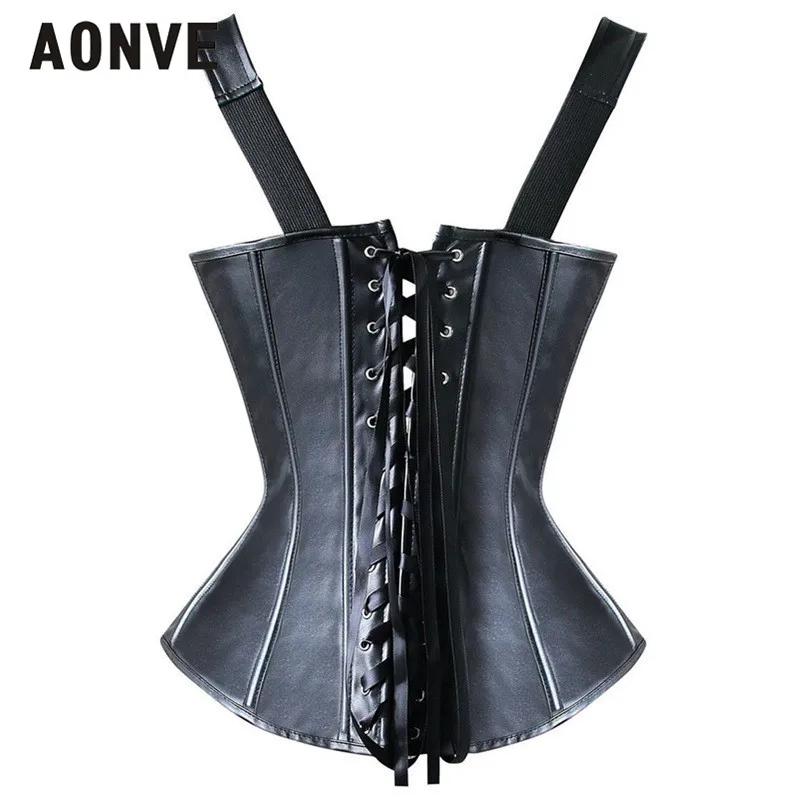 AONVE кожаный корсет стимпанк Корсеты и бюстье готичный приталенное Бюстье с
