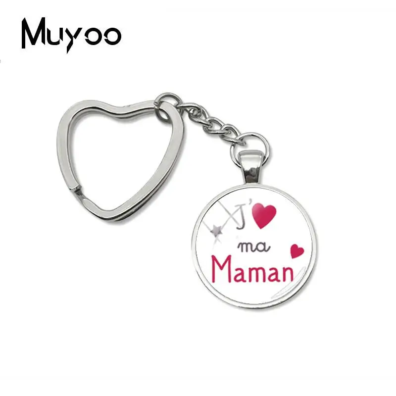 Jaime Ma Maman Papa сердце брелок любовь мама папа брелок ручной работы Бижутерия со стеклянными кабошонами