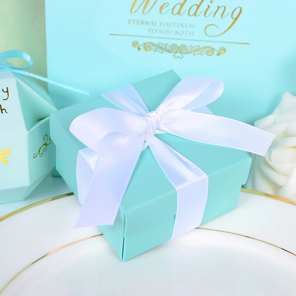 100 шт Романтическая Свадебная коробка Tiffany Blue бумажная коробка для конфет DIY коробки для конфет печенья подарочные коробки для свадебной вечеринки принадлежности для конфет