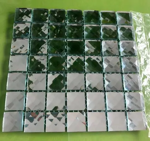Silver 150x150mm 1PC 13 краев со скошенным кристаллом, алмазная блестящая зеркальная стеклянная мозаичная плитка для выставочного зала, настенная наклейка KTV, витрина для шкафа, сделай сам, украшение - Цвет: Silver 150x150mm 1PC