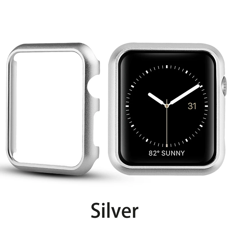 SILVER Металлические часы чехол для apple watch 38/40 мм 42 44 мм Защитная крышка бампера отделка Алюминий сплав Frame watch series 5/4/3/2/1 - Цвет: SILVER