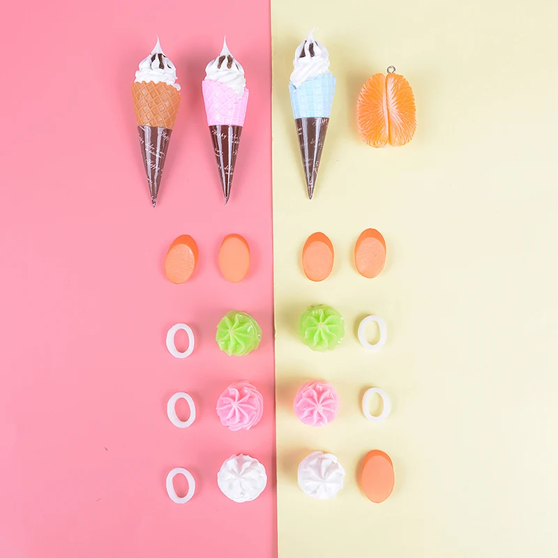 Декоративные смолы Kawaii Дети DIY миниатюрная еда Фрукты апельсин мороженое ветчина