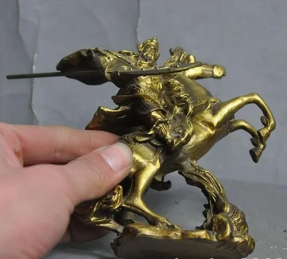 YM 308 Chinese Brass Copper guangong guanyu Warrior Generals Heroes Ride Horse Statue | Дом и сад
