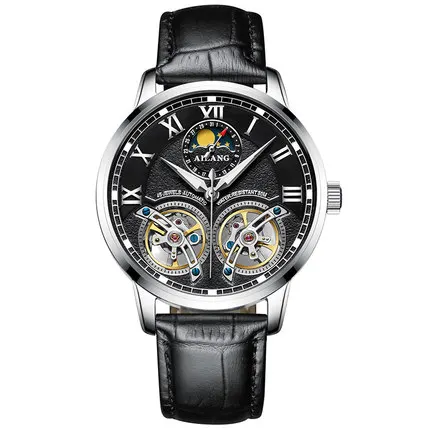8821 Silver Black AILANG повседневные модные часы с турбийоном, мужские водонепроницаемые Роскошные брендовые механические часы, мужские часы, золотые наручные часы - Цвет: 8821 Silver Black