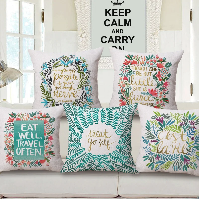 ZXZXOON Декоративные диванные подушки Чехол с надписью золотистого цвета и деревья