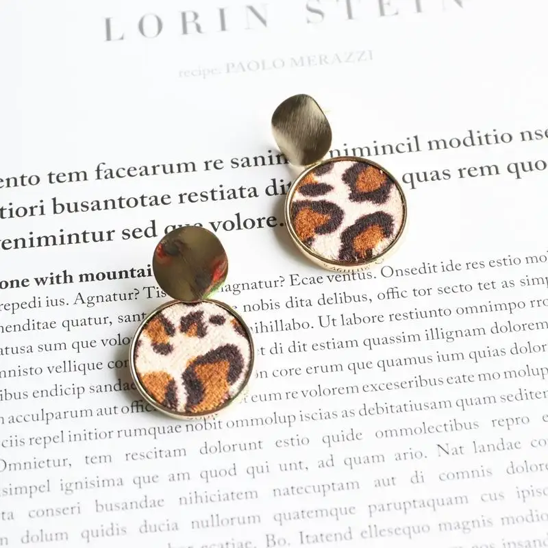 

MENGJIQIAO 2018 New Hot Trendy Jewelry Round Heart Leopard Drop Earrings For Women Fashion Vintage Shiny Metal Dangle Pendientes