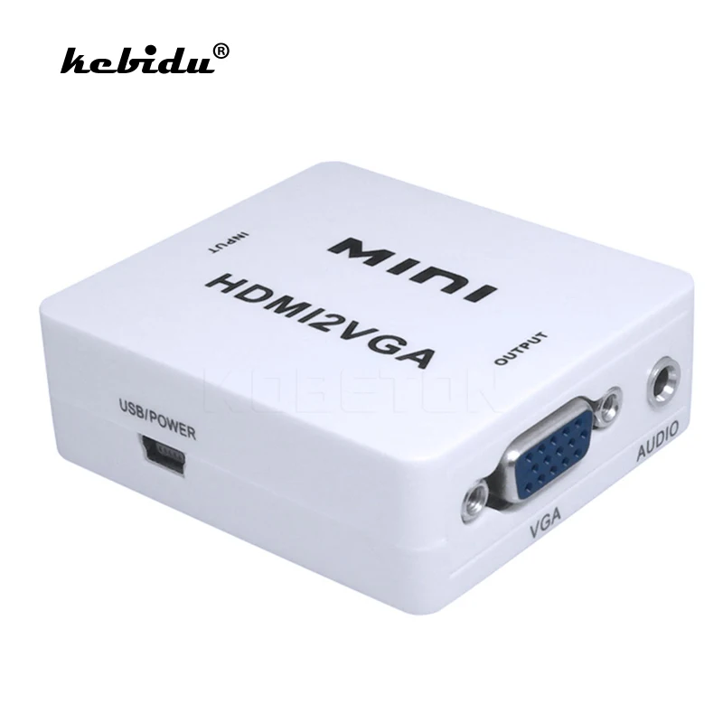 Конвертер kebidu VGA с разъемом адаптера аудио 1080P для ПК ноутбука в проектор HDTV HDMI