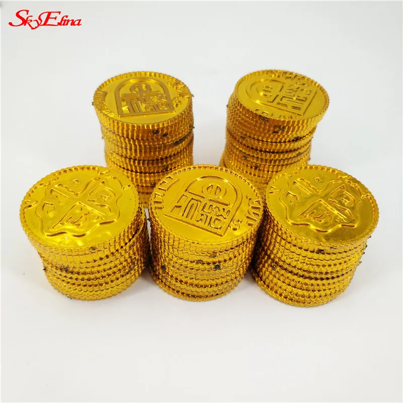 50/100pcs Pirates Gold Coins Bargaining Chip Plastic Game Coin For Kid Party Supplies Treasure Christmas Decoration Toy 7Z | Дом и сад