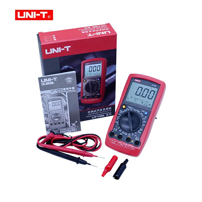 UNI-T UT105 Automobile  Multimeter 2000 count Data hold AC DC volt DC current meter Resistance Diode/Continuity buzzer tester