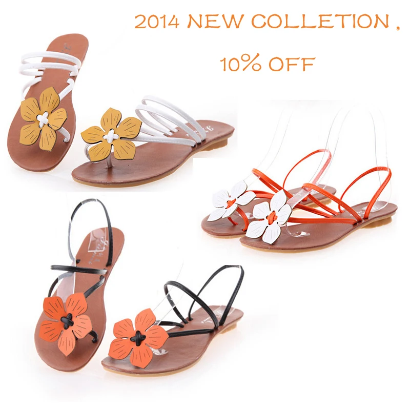 2014 the new comfortable flat sandals toepost soft bottom flowers for women's and shoes. size 36~41 | Обувь