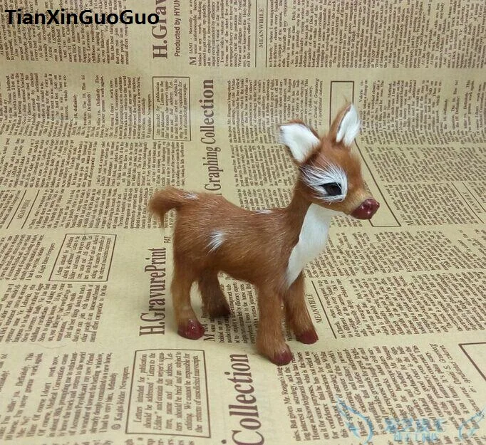 

simulation sika deer small 8x7cm hard model polyethylene&furs deer handicraft home decoration gift s0788
