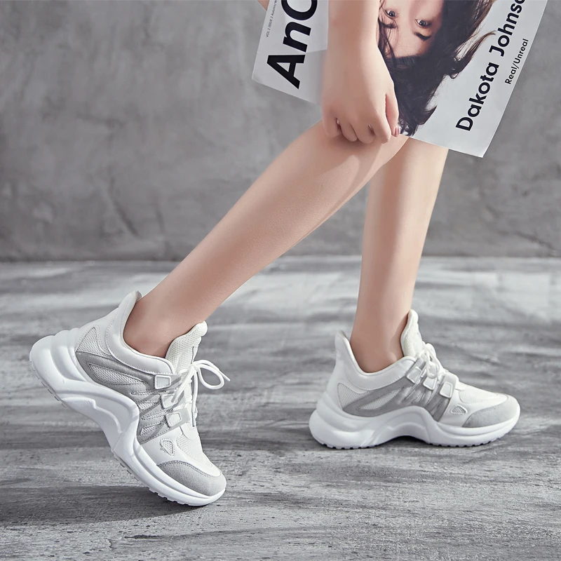 Brand 2019 Breathable Mesh Women Casual Vulcanize Shoes Female Fashion Sneakers Lace-up High Quality Leisure Walking Trainers | Обувь