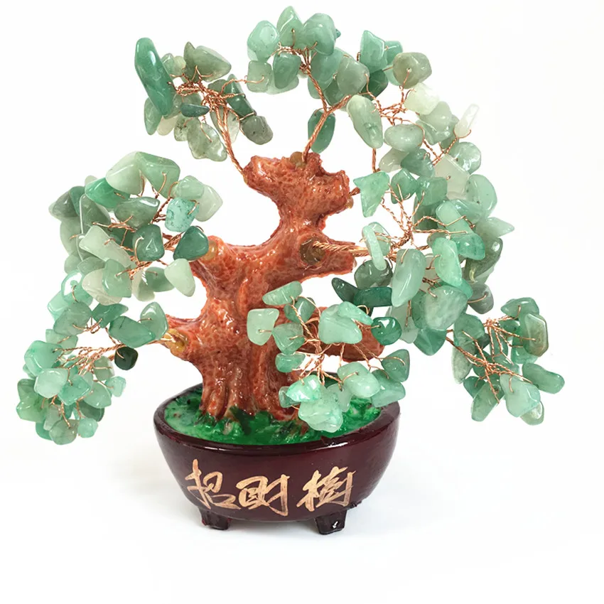 Натуральный Зеленый dongling jade Дерево Счастья кварцевые кристаллы драгоценный камень Рейки Исцеление Кристалл дома и Свадебный декор