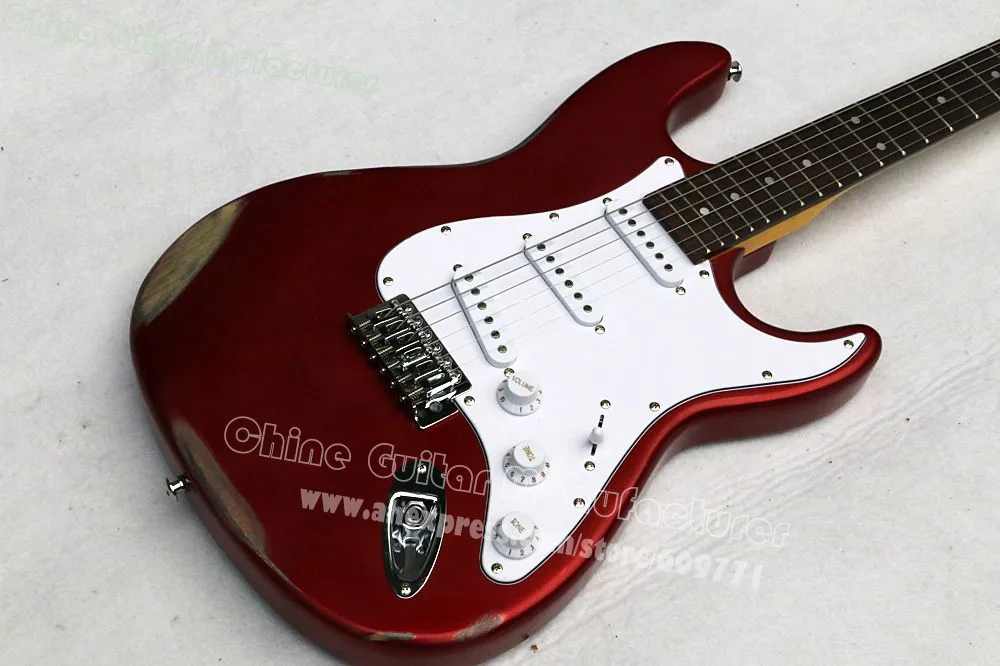 2018 новый стиль металлическая красная электрическая гитара матовая лучшая ST