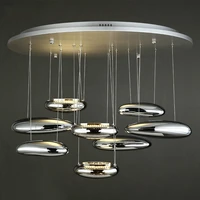 postmodern round living room plating creative fluid mercury space beads led ceiling lamp atmosphere hotel lights
