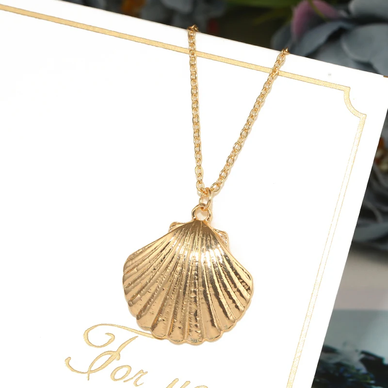 Necklace 1477 ZOSHI новые серьги в виде морской раковины для женщин золотого цвета круглые геометрические висячие серьги в виде раковины летние пляжные женские модные ювелирные изделия - Окраска металла: Necklace 1477