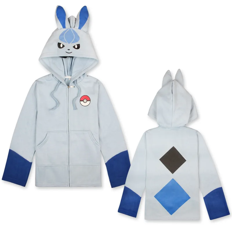 Милое пальто Eevee Аниме Косплей Костюм-свитер для взрослых женщин и мужчин девочек мультфильм куртка зимняя теплая утепленная толстовка на молнии
