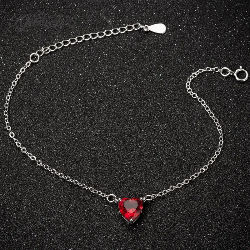 Hfarich серебряный цвет красное сердце очаровательные браслеты женские сердца