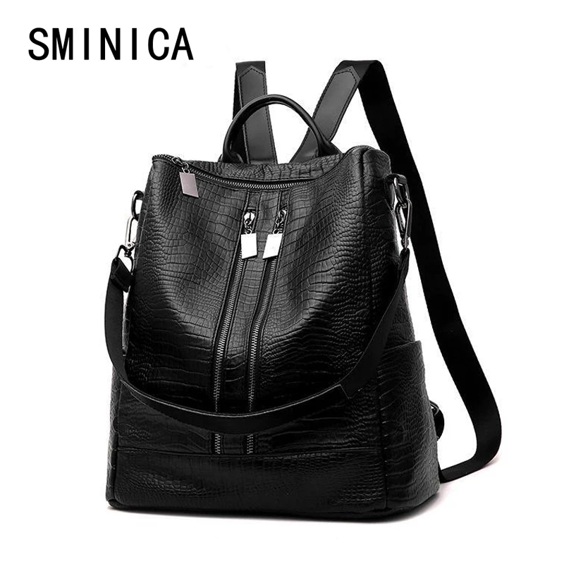 Крокодил Женщины кожаный рюкзак большой для отдыха женские рюкзаки девочек