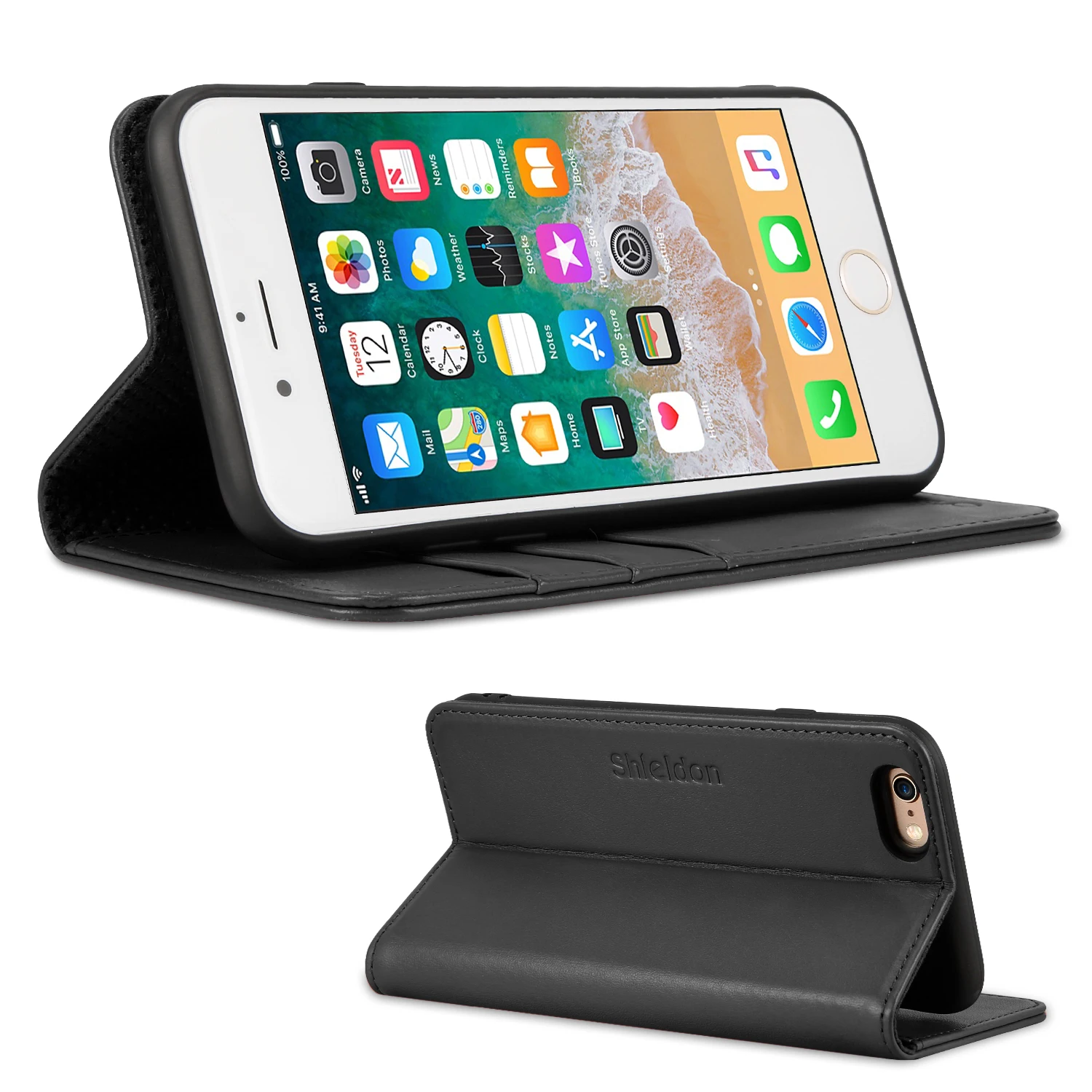 SHIELDON бумажник чехол для iPhone 6 Plus/6 S Plus с 【натуральной кожей id отделением карты