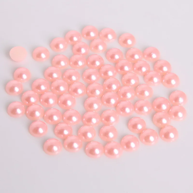 pink 8 мм 200 шт много цветов Высокое качество плоские с оборота полукруглые пластиковые ABS имитация жемчуга бусины для шитья аксессуары DIY украшения - Цвет: pink