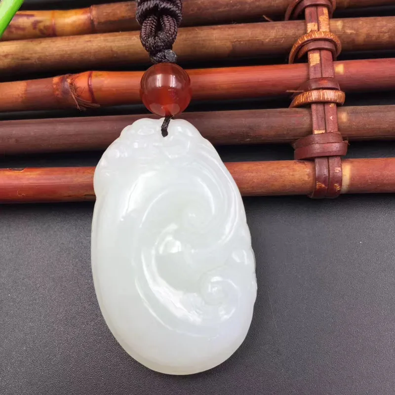 Natural Xinjiang Hetian jade white wishful pendant 25 * 40mm with certificate | Украшения и аксессуары