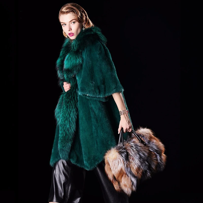 Женское пальто с юбкой из цельного меха норки LVCHI облегающее натурального модная