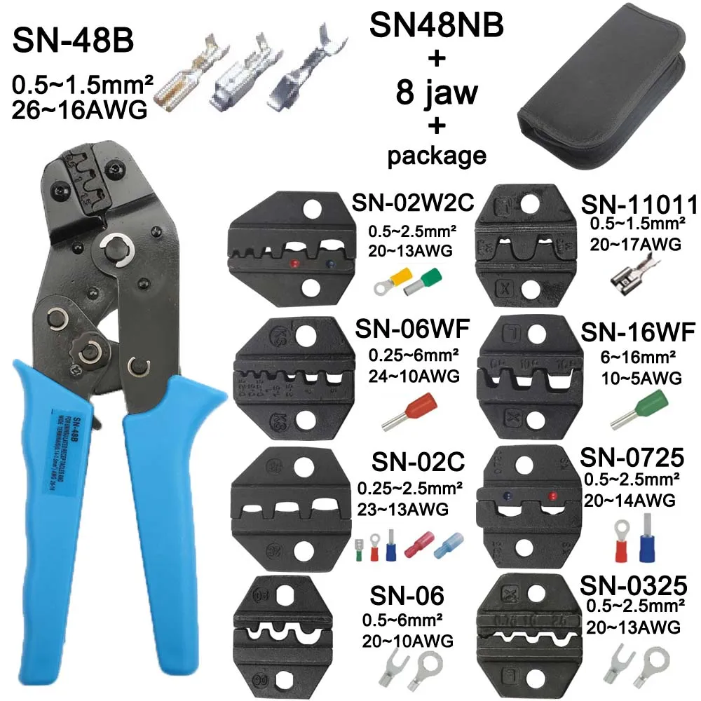SN48B 8JAW KIT Обжимные плоскогубцы челюсти SN-48B SN-02C SN-06WF SN-11011 SN-02W2C SN-0325 SN-0725 SN-16WF высокая твердость челюсти костюм наборы инструментов - Цвет: SN48B 8JAW KIT