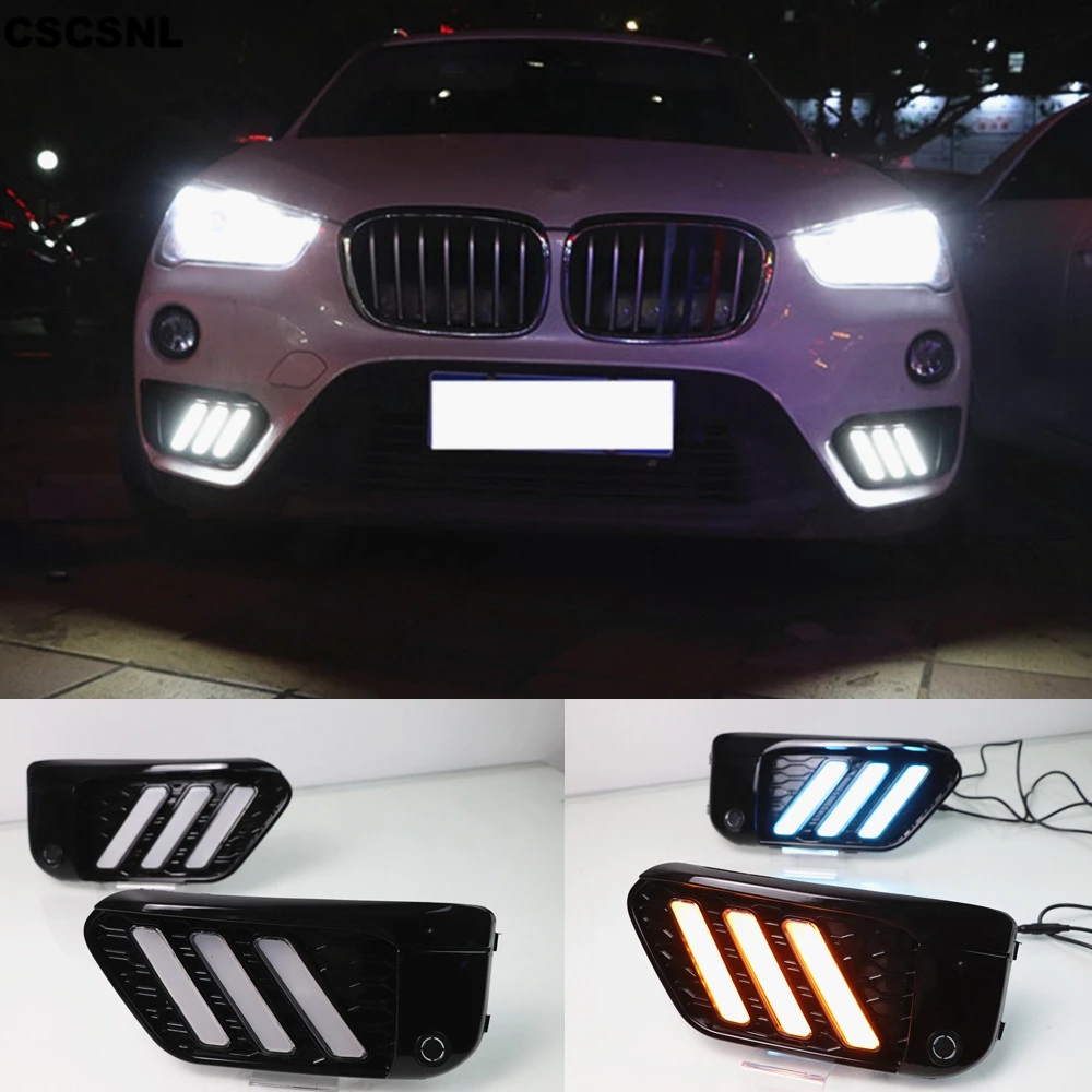 2 шт. светодиодный DRL Дневной светильник s Для BMW X1 F48 F49 2016 2017 2018 2019 с желтым сигналом