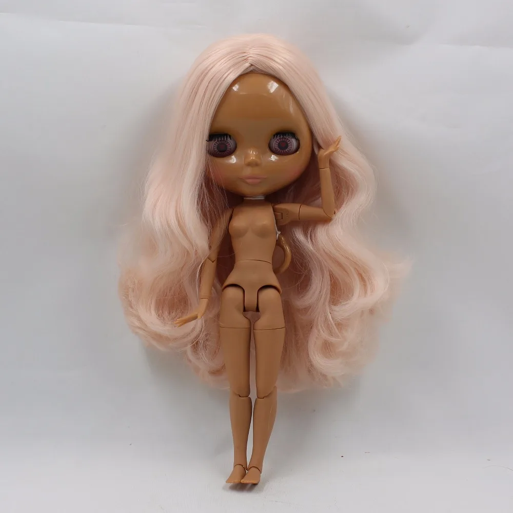 Ледяная кукла DBS Blyth 1/6 bjd розовые волосы Темный кожный сустав Сияющее лицо 30 см
