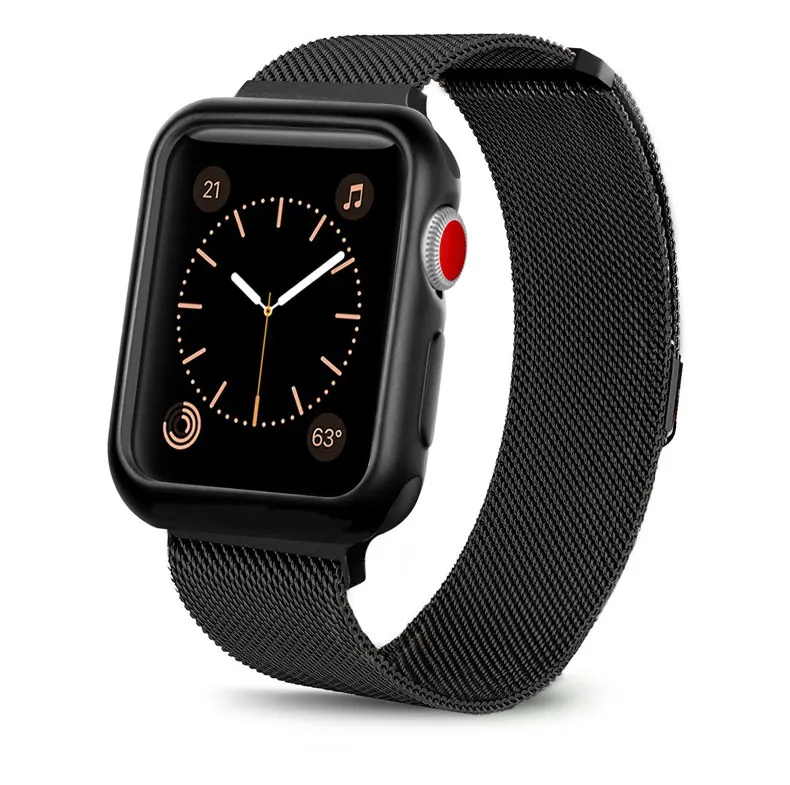 Чехол+ ремешок для часов Apple watch 4 5 3 iwatch 42 мм 38 мм Миланский Браслет-петля из нержавеющей стали для Ремешки для наручных часов 5 4 3 2 1