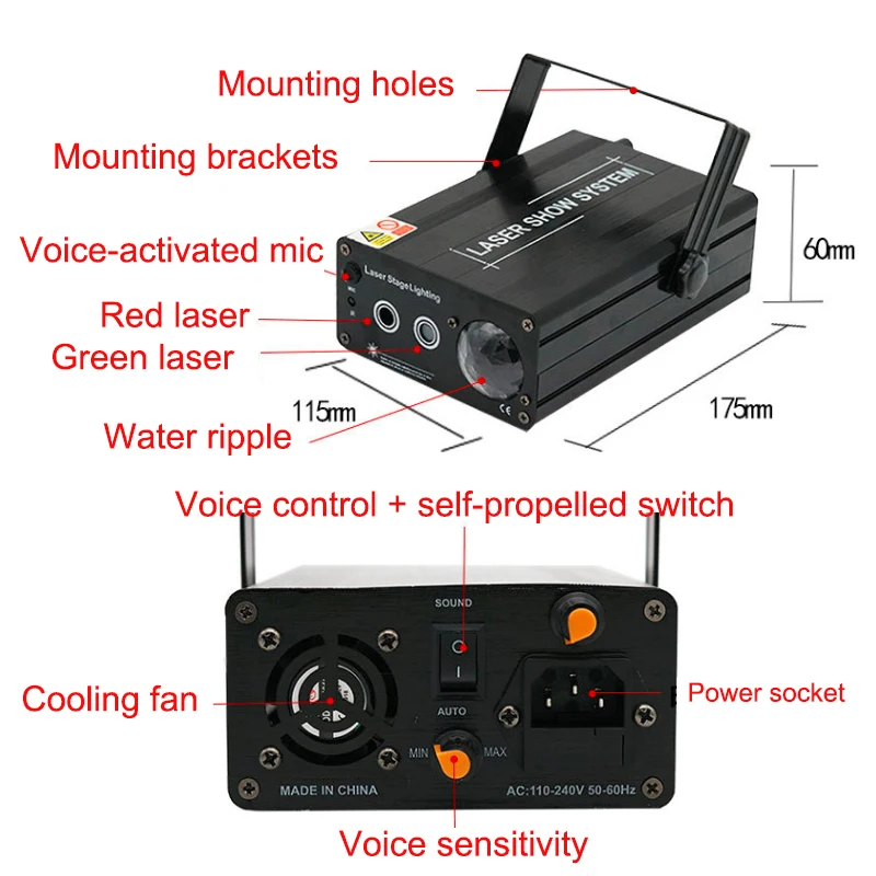 Лазерный светильник для дискотеки красный зеленый лазерный с цветным лучом
