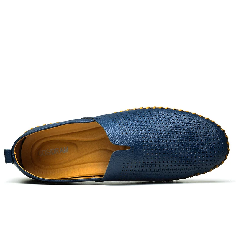 Повседневные мужские туфли без шнуровки COSIDRAM из натуральной кожи летние дышащие