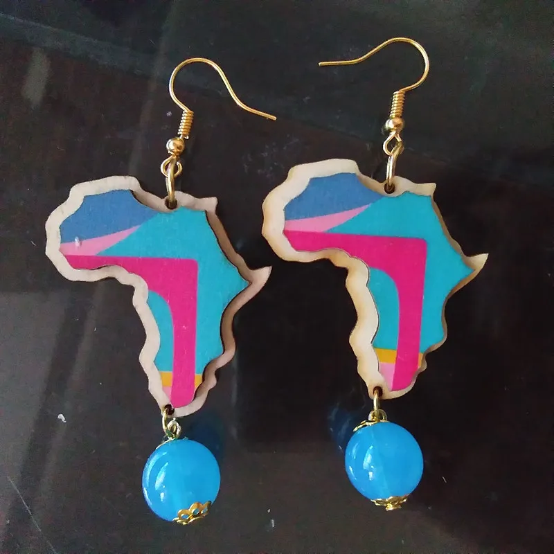 Модные серьги с картой в африканском стиле для женщин аксессуары карт Африки