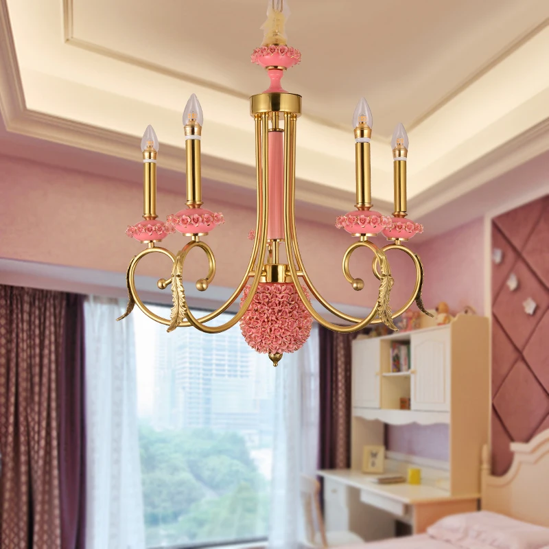 Modern European Style All Copper Ceramic Chandelier Nordic Villa Children's Bedroom Chandeliers |
