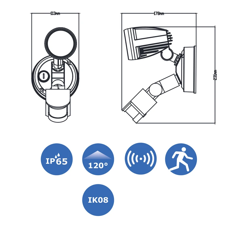 2X двойной детектор безопасности Светодиодный точечный светильник датчик