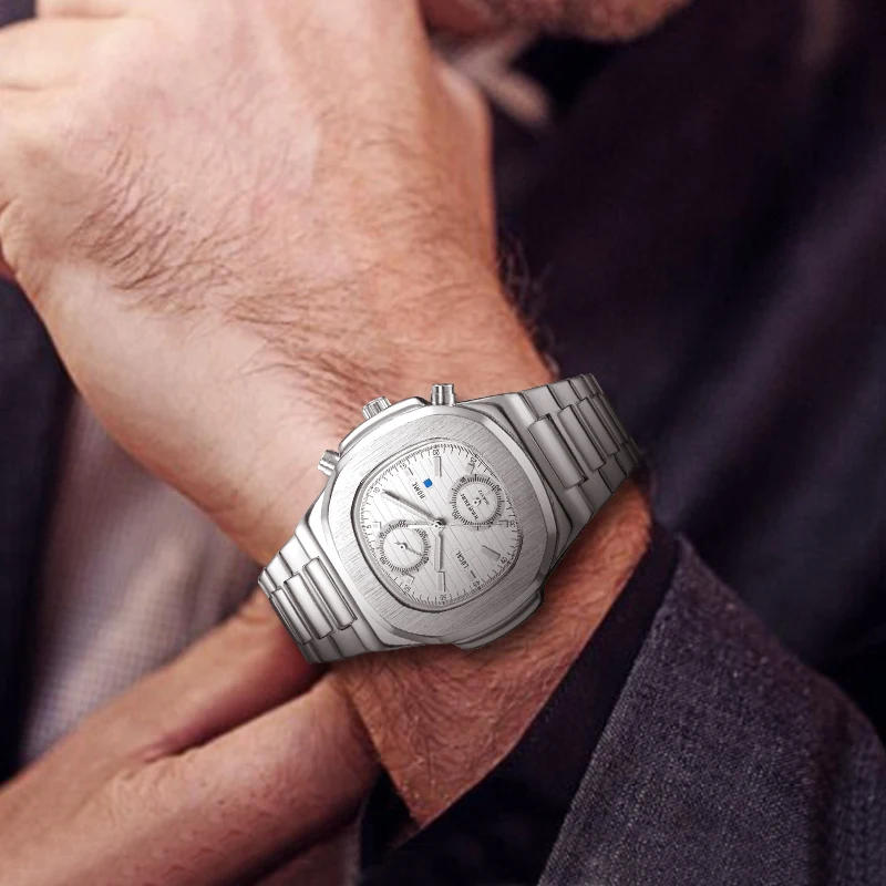 Модные мужские спортивные часы из нержавеющей стали водонепроницаемые