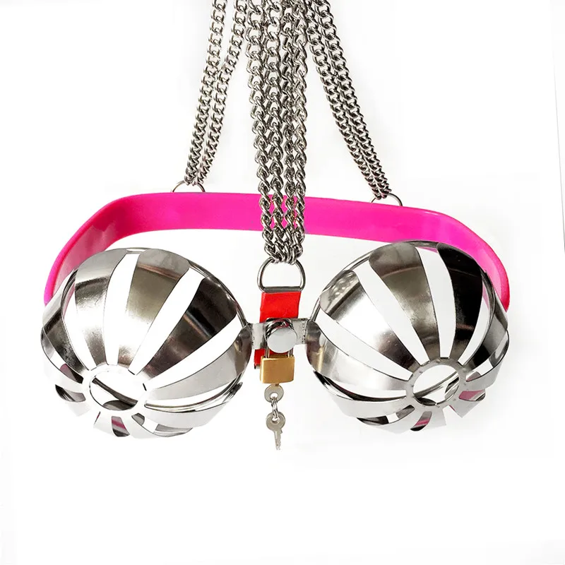 4 с бюстгальтер верности Нержавеющая сталь полый Бандаж Бюстгальтер бондаж Пояс